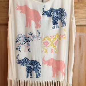 About a Girl fringed elephant tank, NWT